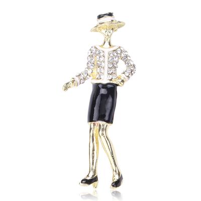 Delicate Diamond-Encrusted Celebrity Beauty Brooch Alloy Dripping Oil Cartoon Character Corsage High-End Clothing Pin