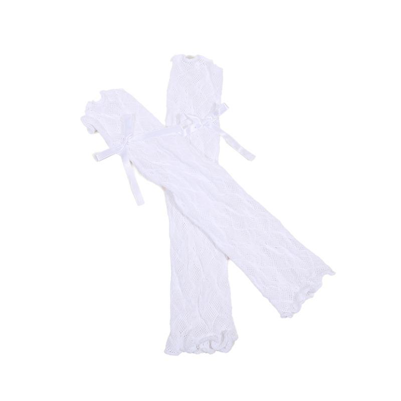 

2025 NEW Lace Ruffle Y2k Gloves Fingerless Gloves Mittens JK Lolita Women Mesh Fishnet Bowknot Black White Gloves UV Protection белый