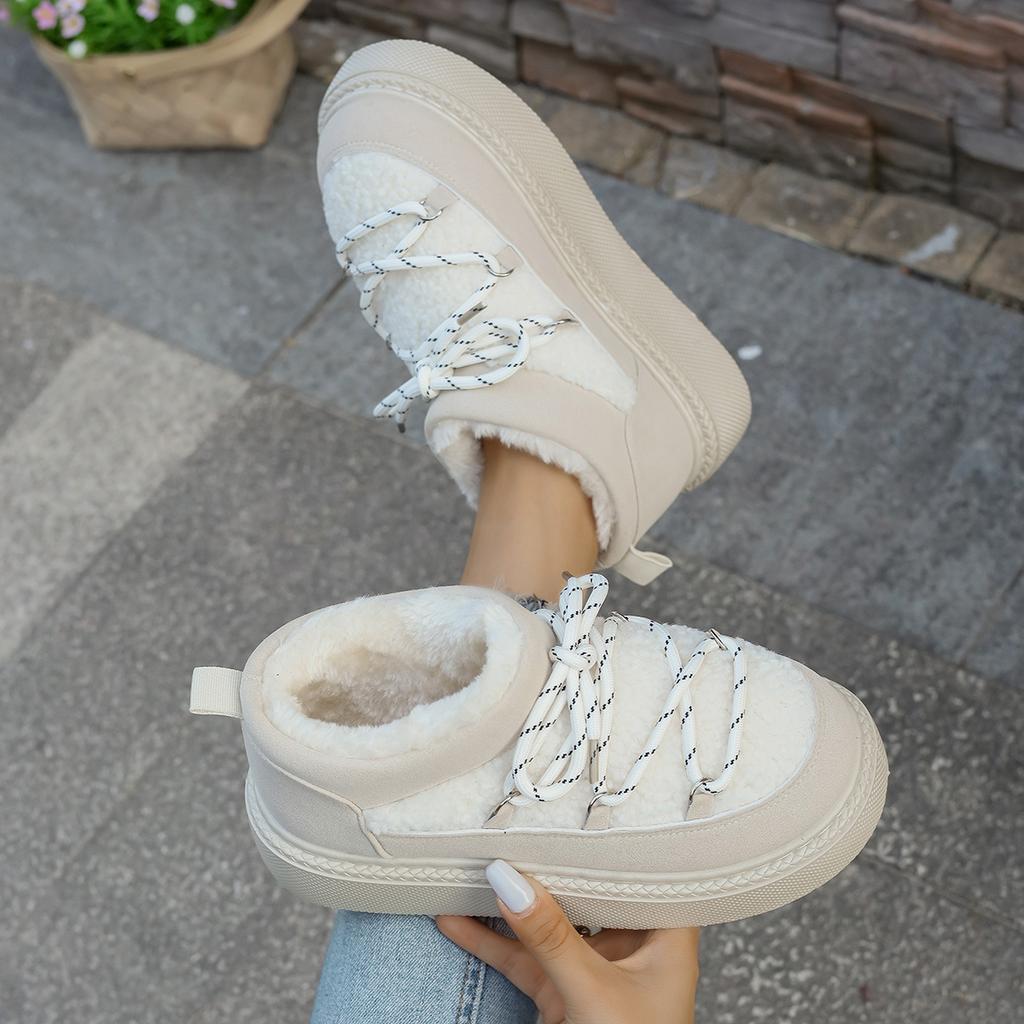Women's thickened warm not tired feet a foot stirrup thick bottom height comfortable waterproof non-slip leisure snow boots cotton shoes