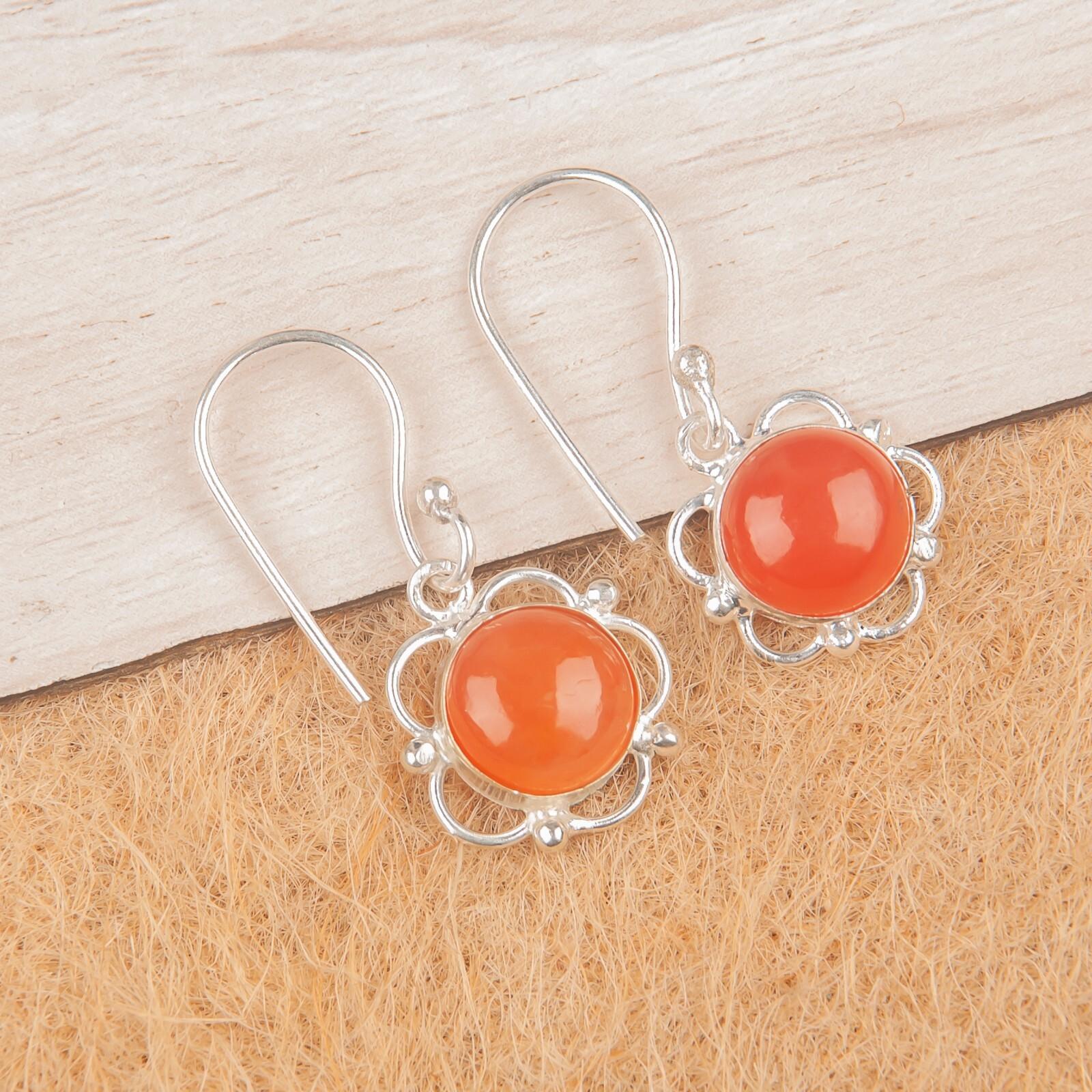 

Натуральный сердолик драгоценный камень 925 стерлинговое серебро ювелирные серьги подарок для мамы EE-56-31