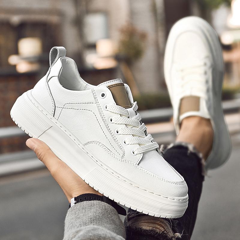 Fashion Men Lightweight Men's Walking Shoes Classic Mens Lace-Up Flats Mens Breathable Sneakers Handmade Genuine Leather Casual Shoes