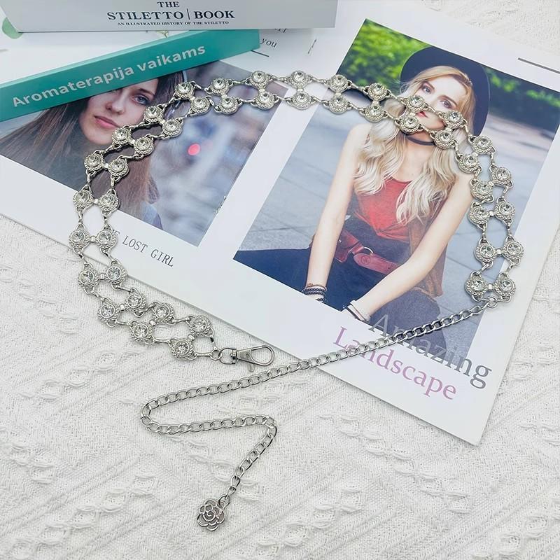 Pearl Waist Chain For Women Silver Water Diamond Necklace Summer Fashion Accessory
