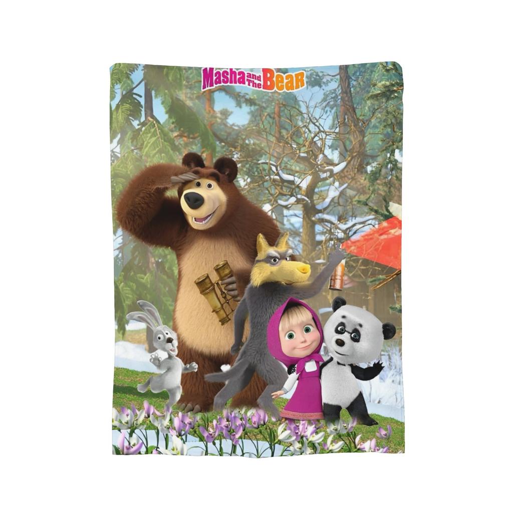 M-Mashas and B-Bears Blanket Multi-size Soft and Lightweight Throw Blankets for Couch Sofa and Bed