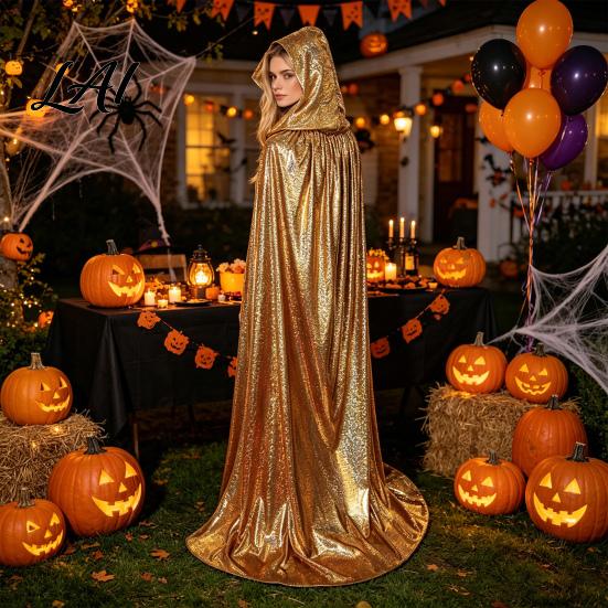 Party-Umhang für Erwachsene Glänzendes Kapuzenumhang schillernder Ganzkörper-Umhang funkelnd Unisex Vielseitige Farbe Halloween Maskenball Mardi Gras Kostüm Fantasy