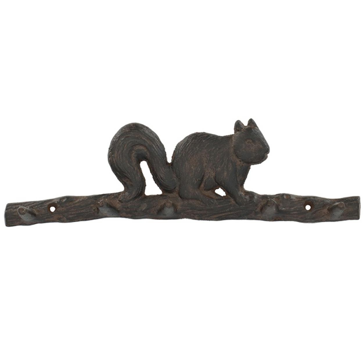 Decoratieve gietijzeren kapstok eekhoorn, 36cm