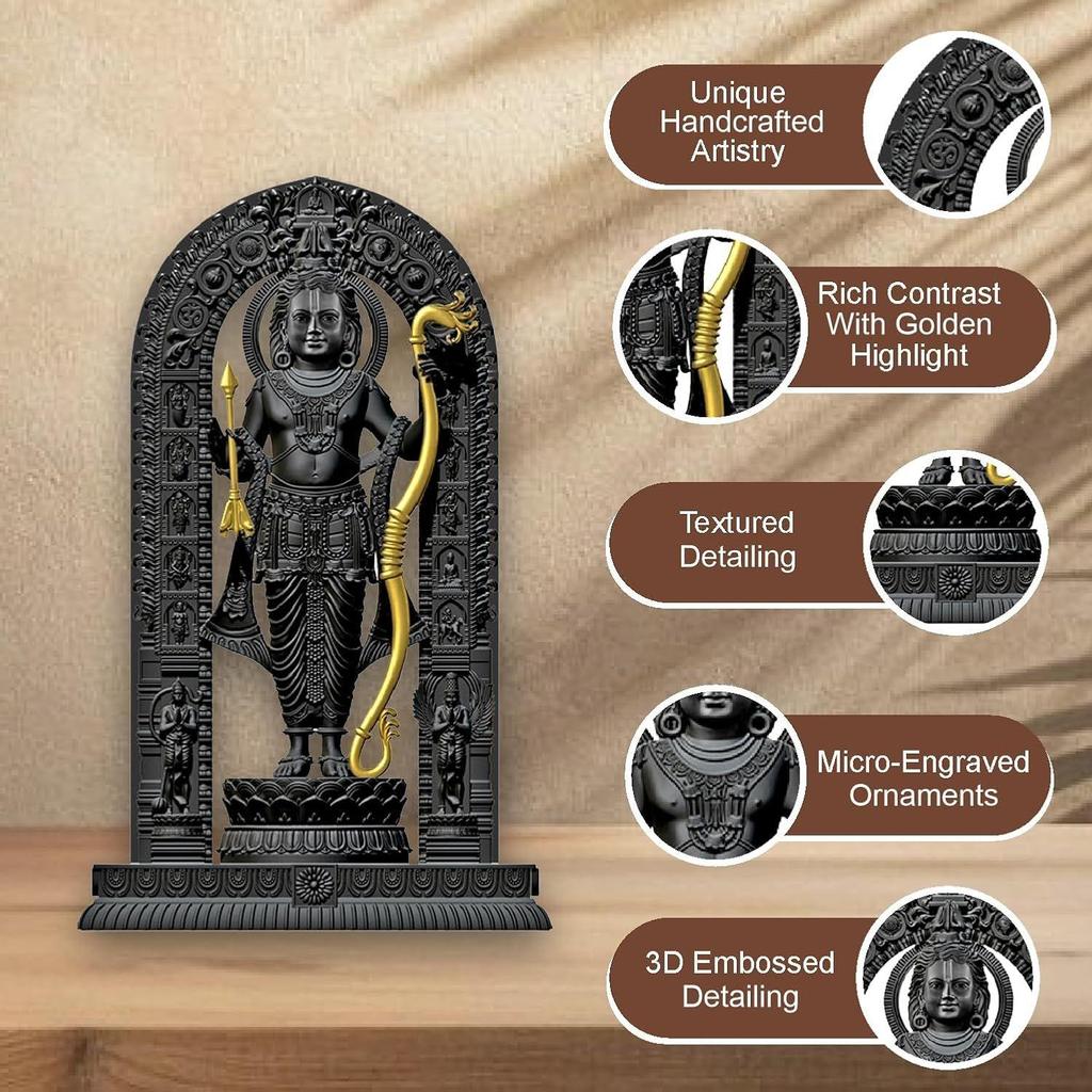 Harz 6 Zoll Ram Lalla Idol für Armaturenbrett im Auto, Ram Lalla Murti für Pooja, Ayodhya Tempel Ramlala Murti, Shree Ram Statue