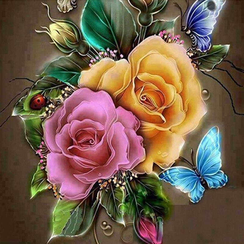 DIY 5D Diamond Painting Vase Diamond Embroidery Rose Flower Cross Stitch Full Round Drill Resin Home Decor Manual Gift