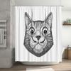 Cat Shower Curtain Artistic Pet Portrait Bathroom Decor Modern Farmhouse Liner Vintage Animal Illustration Home Decor Washable C