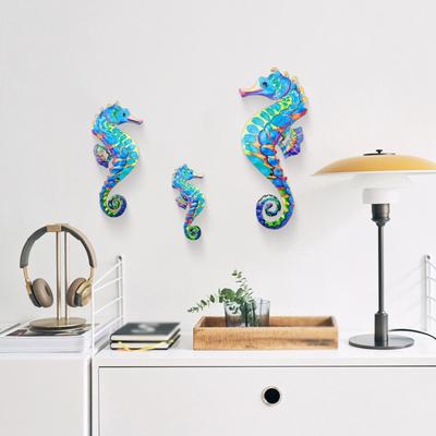 3er-Set Holz-Seepferdchen Wandkunst Dekor Ozean-Thema Kunst für Wohnzimmer Schlafzimmer Küche Badezimmer Rustikale Küsten-Ornamente für Zuhause Kinderzimmer