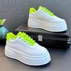 Men's Lightweight Thick Sole Casual Business Shoes, Daily Outdoor Leisure Footwear, PU Material, Color: White. green