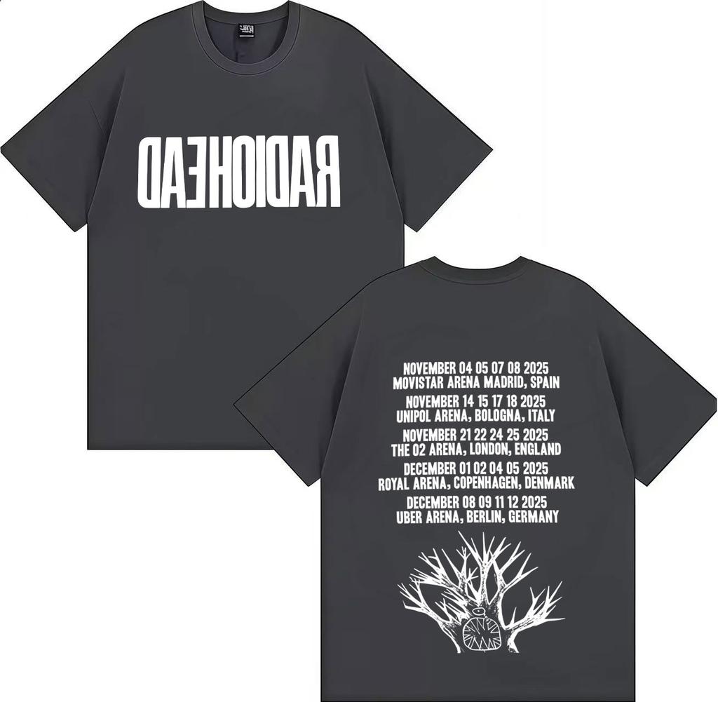 Radiohead Tour 2025 Merch Gothic T Shirt Mens Women Fashion High Quality Harajuku Summer Oversized Cotton Loose Tees Streetwear