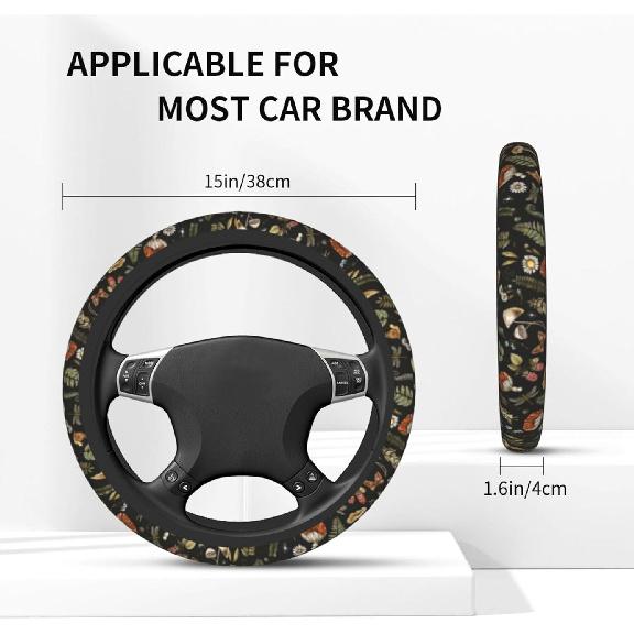 Mushroom Steering Wheel Cover Universal 14.5-15 Inch Non-Slip Mushroom Car Accessories for Women Men