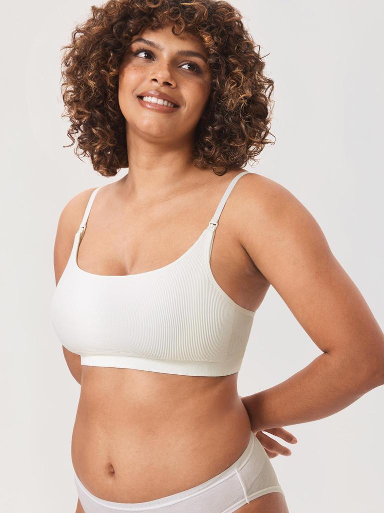 Maternity Nursing Front Maternity Night Iceland L [MOMANDA] Bra, Bra, Opening, Non-wired, Ribbed, Plain, Soft, Bra, Bra, White,