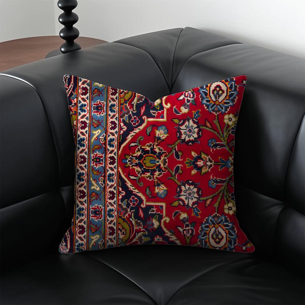 Vintage Persian Style Pillow Cushion Cover Pillow Case Anti-Dustmite Invisible Zipper Silky Plush Cushion