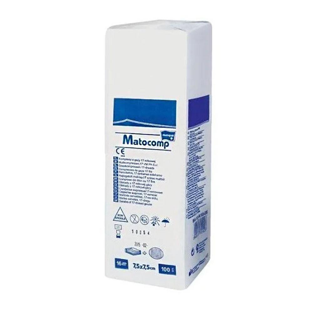 Non-Sterile Compress 7.5X7.5 Gauze 12 Layers 13 Threads Matocomp 100 Pcs Carton