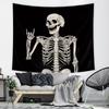 Riyidecor Skull Skeleton Tapestry Wall Hanging 51Hx59W Inch Funny Black and White Theme Home Decor for Men Women Gothic Hippie Halloween Bohemian