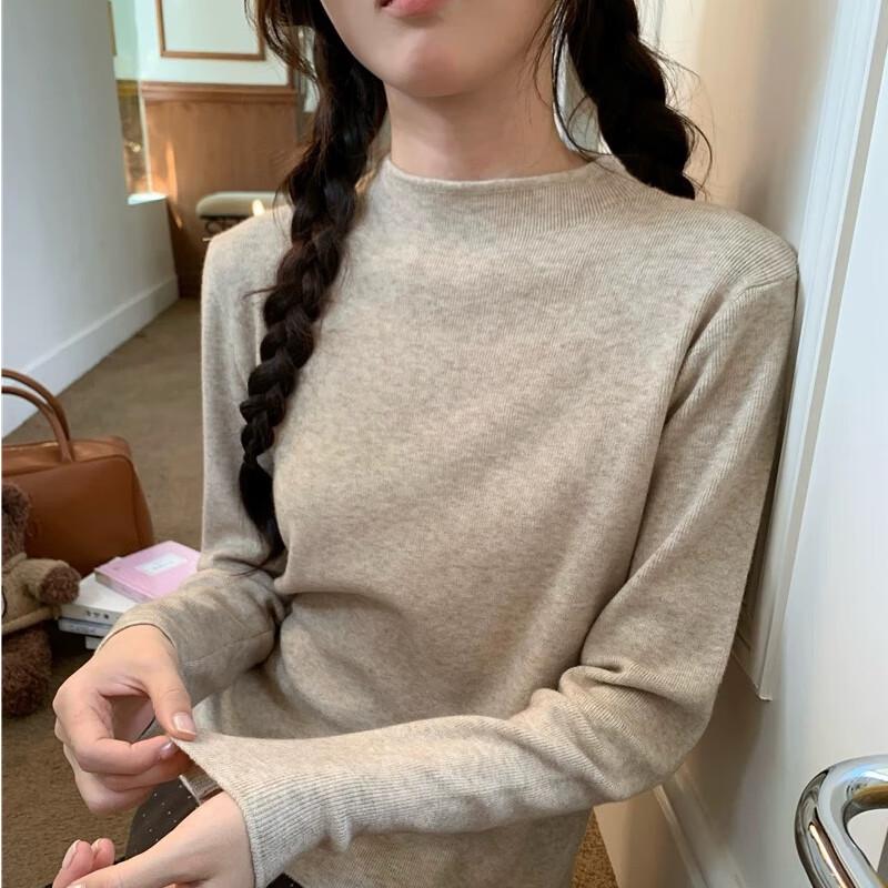 Ordifen Women's Slim Fit Semi-High Neck Knit Base Layer Top