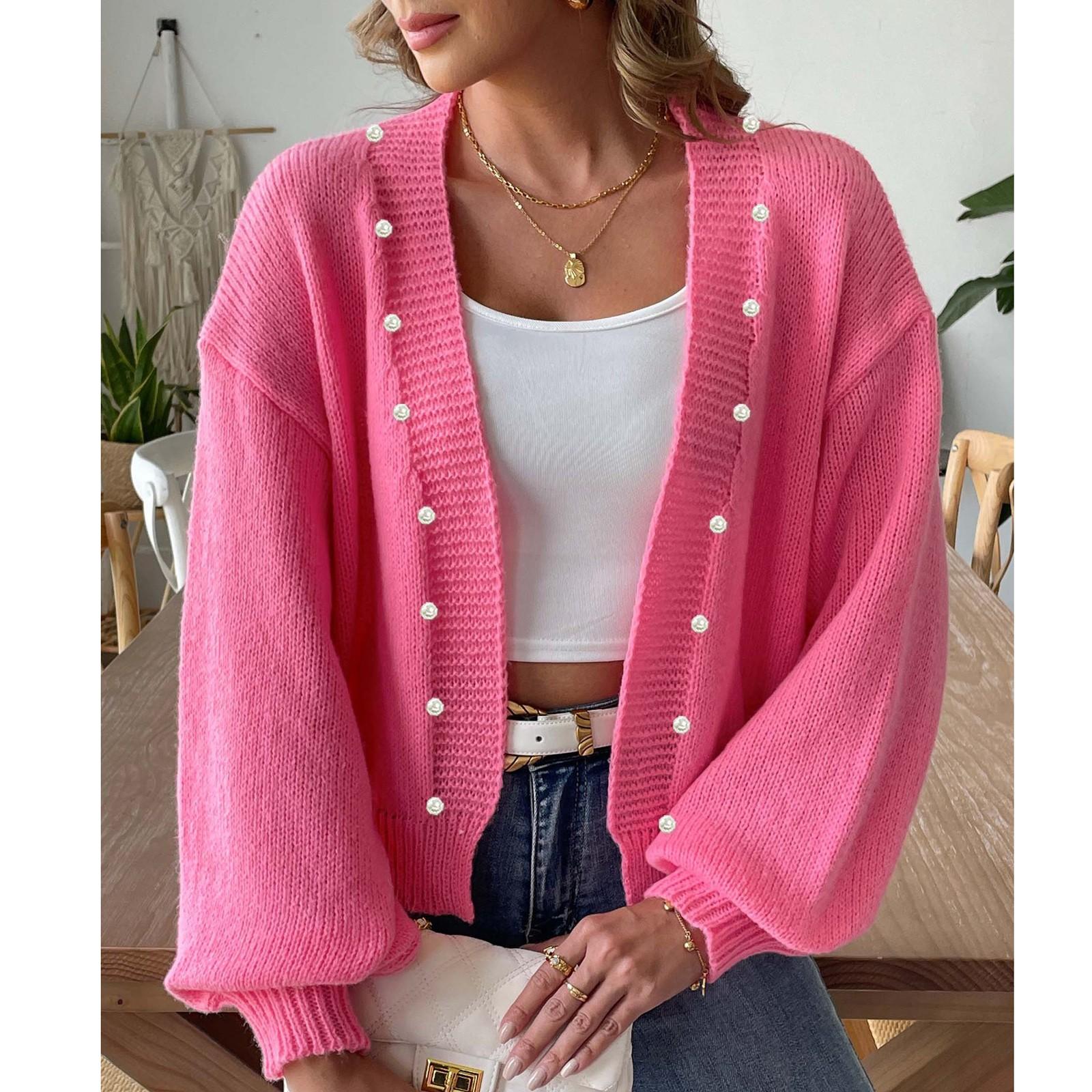 

Женская повседневная свободная куртка с жемчужными бусинами-гвоздиками, кардиган, куртка и свитер-кардиган XL