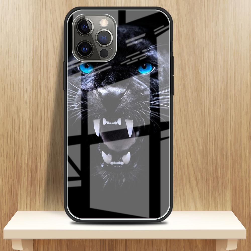 

Чехол из закаленного стекла Apple iPhone 13 12 Mini 11 Pro Max XR XS SE 2020 7 8 Plus 6 6S X Phone Cover Back Shell Big Animal Tiger Sac iPhone 12