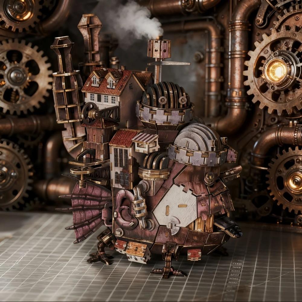 3D Ahşap Hareketli Şato Bulmacası - Kendin Yap Anime Model Seti, Eğitici Yapı Blokları, Klasik Animasyondan Koleksiyonluk Masa Dekoru