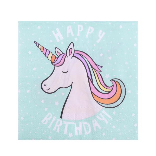 MagiDeal 20 Piezas Servilleta de Papel de Dise/ño Unicornio M/ágico Fiesta Cumplea/ños Proveedor Decoraci/ón
