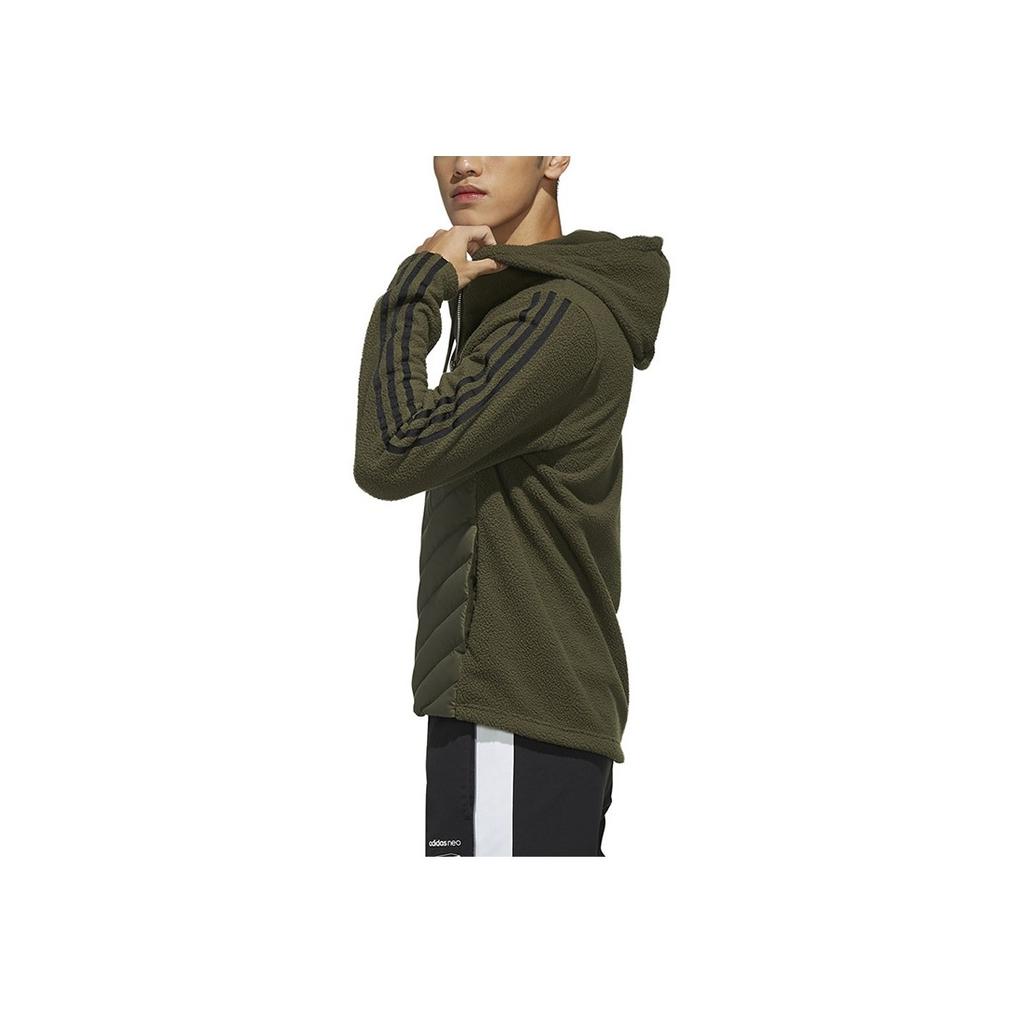 Adidas Neo Fleece-Lined Casual Sports Warm Down Jacket Men Outerwear Army-Green EI6284