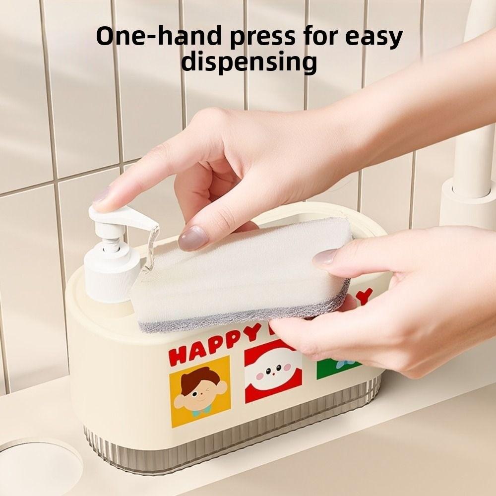 Leak-Proof Manual Press Soap Box Refillable Sponge Holder Kitchen Hand Soap Dispenser  Countertop