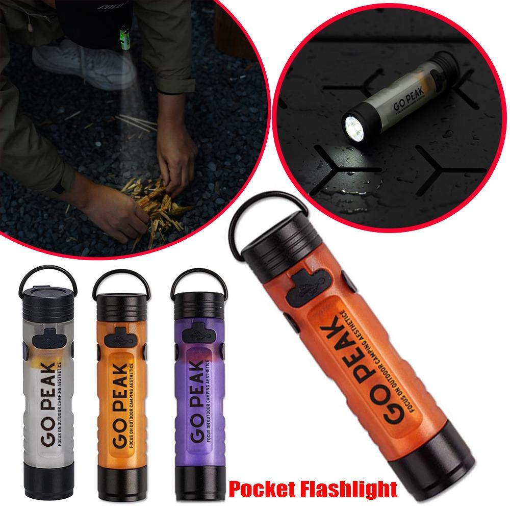 Gopeak Mini Pocket LED Flashlight USB Rechargeable Torch Keychain Clip Cap Light Long Endurance Emergency Hiking Camping Outdoor