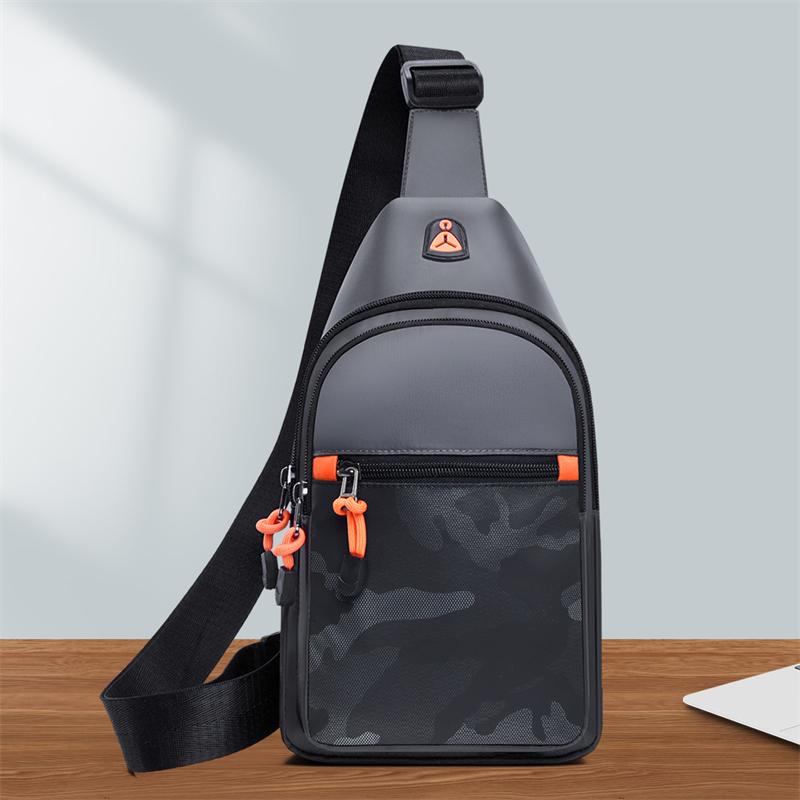 Pánská multifunkční taška přes rameno Messenger látková hrudní taška crossbody ležérní kabelka s otvorem pro sluchátka