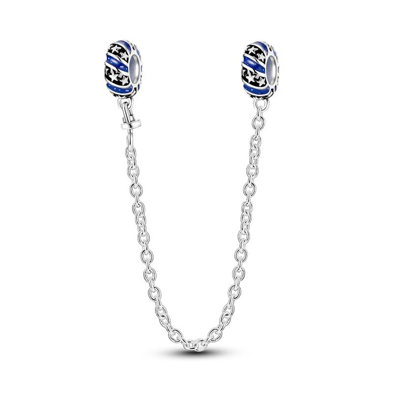Sparkling Clear Copper Safety Chain Copper Safety Chain Charm Beads Fit Original Pandora Bracelet Diy Jewelry