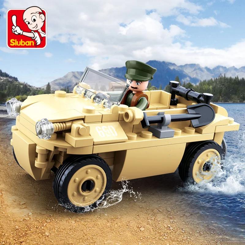 Non-Toxic 103Pcs Military Ww2 Amphibious Car Model Bricks Army Soilder Figures Building Blocks Sets Educational Diy Toys For Kids Gifts