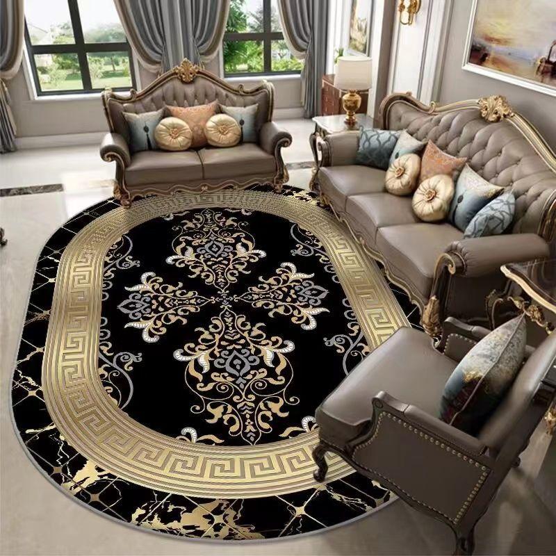 

1 шт. Винтажный коврик овальной формы с персидским узором, Роскошный мягкий овальный коврик, Европейский ретро-стиль, Подходит для гостиной, спальни, столовой зоны, прихожей 100*160CM