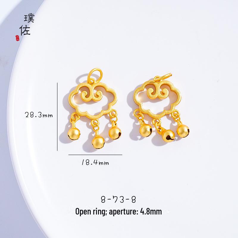 Gold Sand Ruyi Lock Baby Bracelet Necklace with Leather Rope and Lotus Pendant