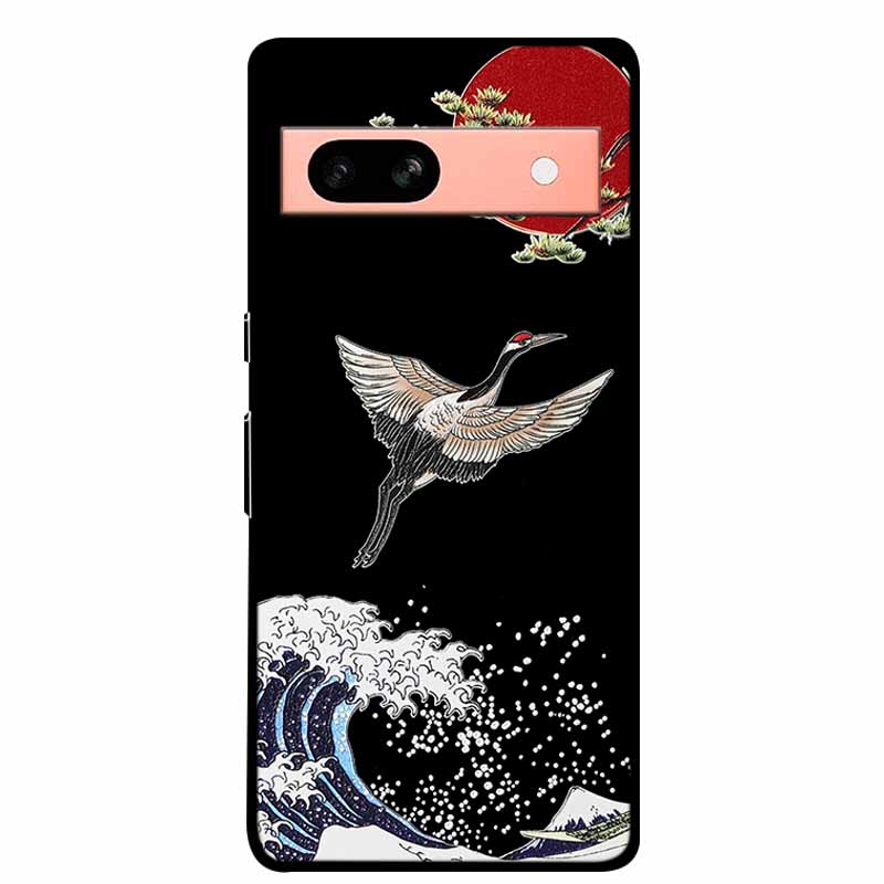 3D Flowers Case For Google Pixel 7a 5G Case Emboss Relief Floral Black Silicone Soft Back Covers For Google Pixel 7a Case Fundas