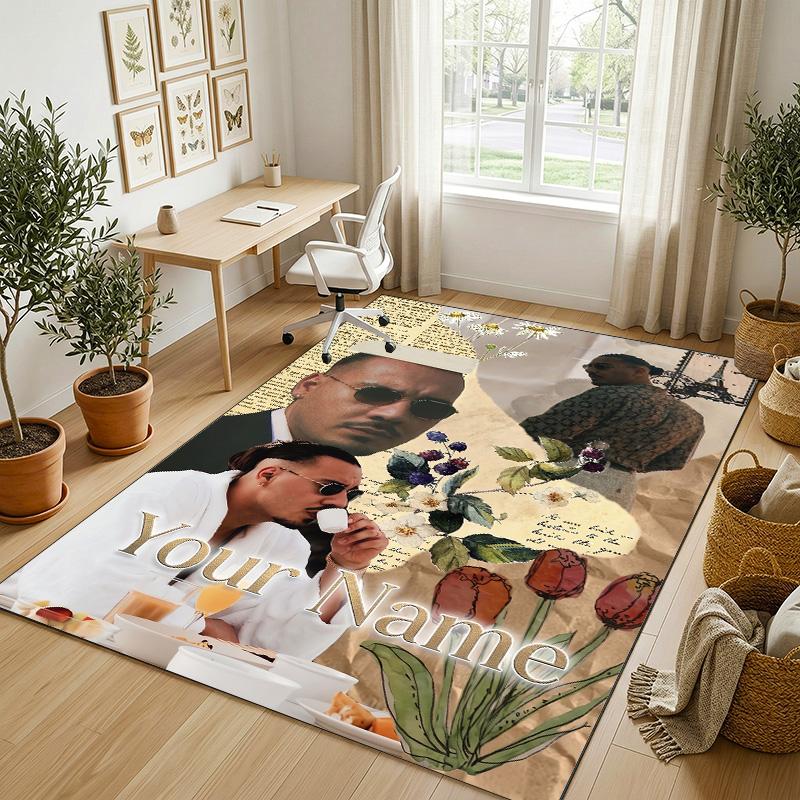 Personalized Crystal Velvet Carpet,Apache 207 Custom Printed Name, Plush Area Rug For Home Indoor Decor