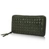 DOUBLES Long Wallet with Round Cowhide Men's Zipper, Mesh, Washed, WLO-7642 (Green)