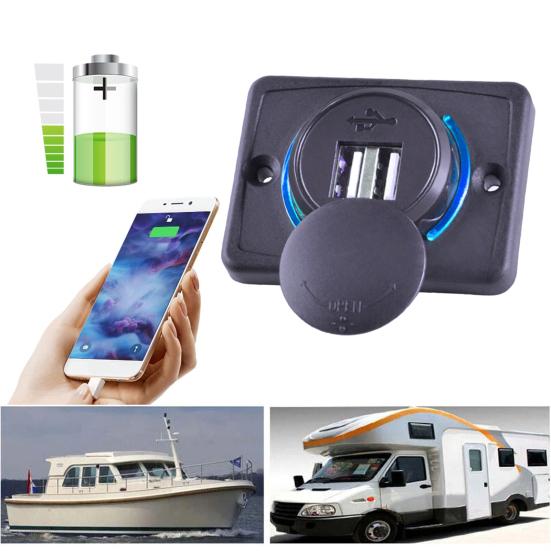 Dual USB Car Charger Socket 3.1A Power Outlet Dual Port Quick Car Charger Adapter with LED Indicator 12V-24V Fast Charging Station for Phones Tablets