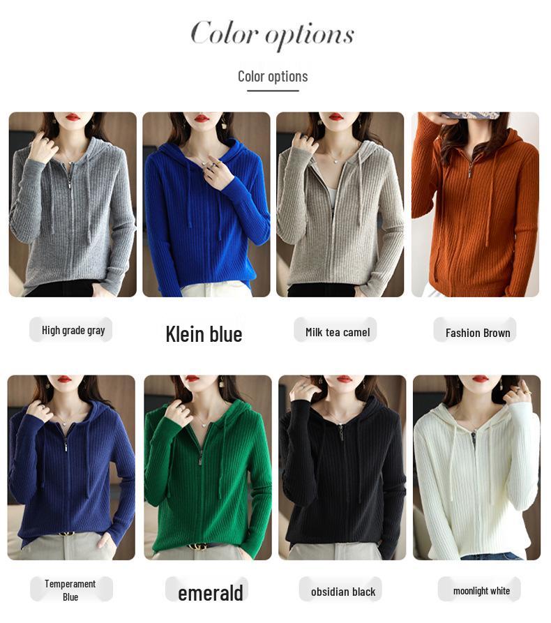 Early Autumn Hooded Knit Cardigan - Women's Slim Fit Long Sleeve Jacket