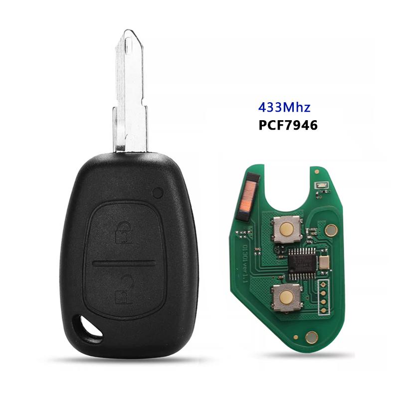 Heart Horse 433Mhz Car Remote Key Fob Replacement 2 Buttons ID46/PCF7946 Chip for Vivaro Movano Traffic Kangoo for