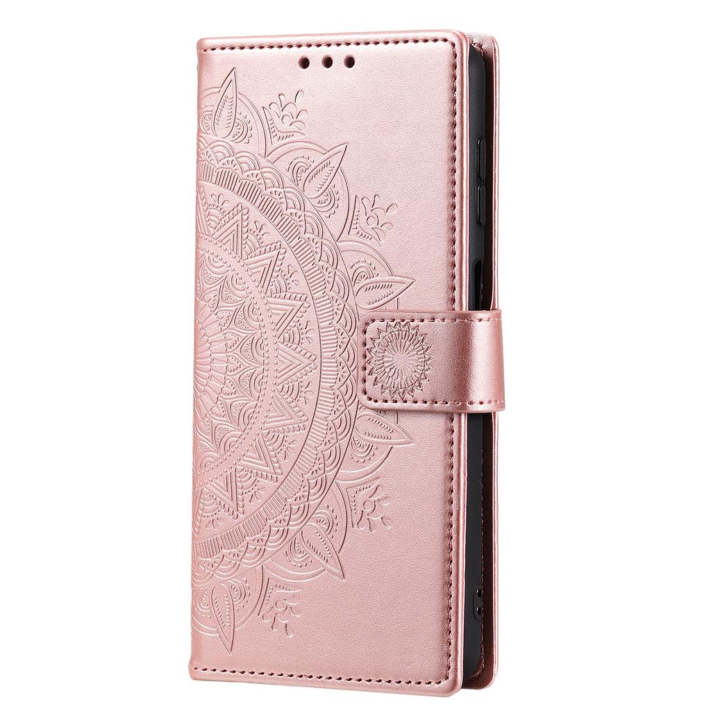 For Samsung Galaxy A24 4G (162.1 x 77.6 x 8.3mm) PU Leather Wallet Phone Case Imprinted Mandala Flower Pattern Stand Cover