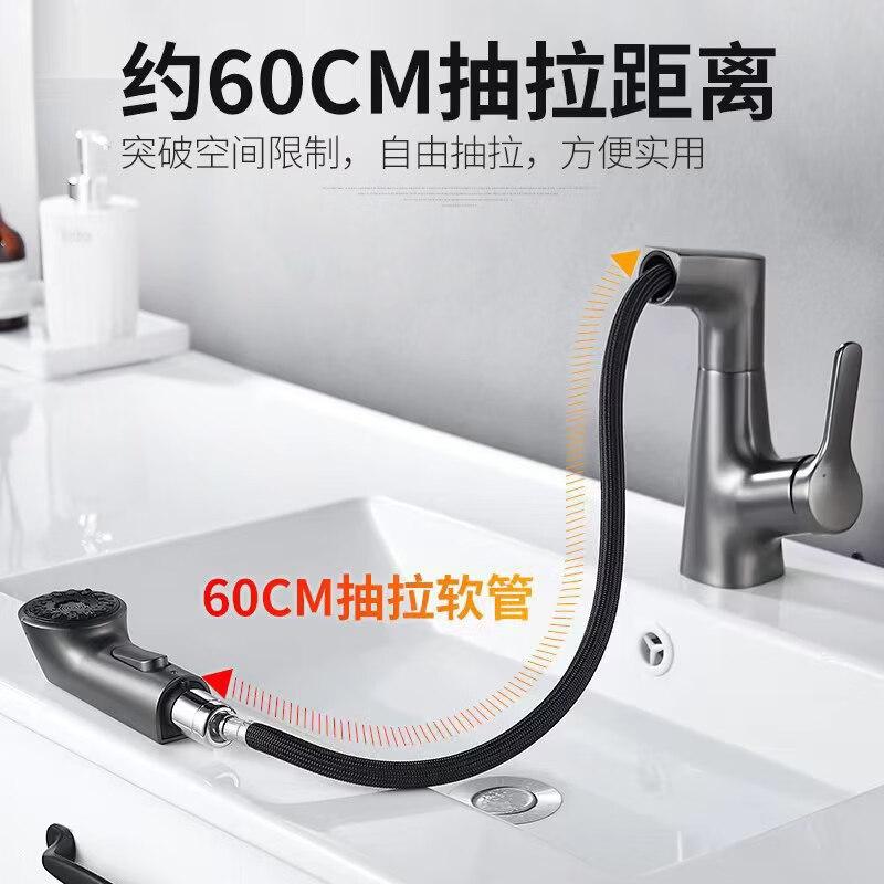 TLXT Gunmetal Gray Pull-Out Basin Faucet