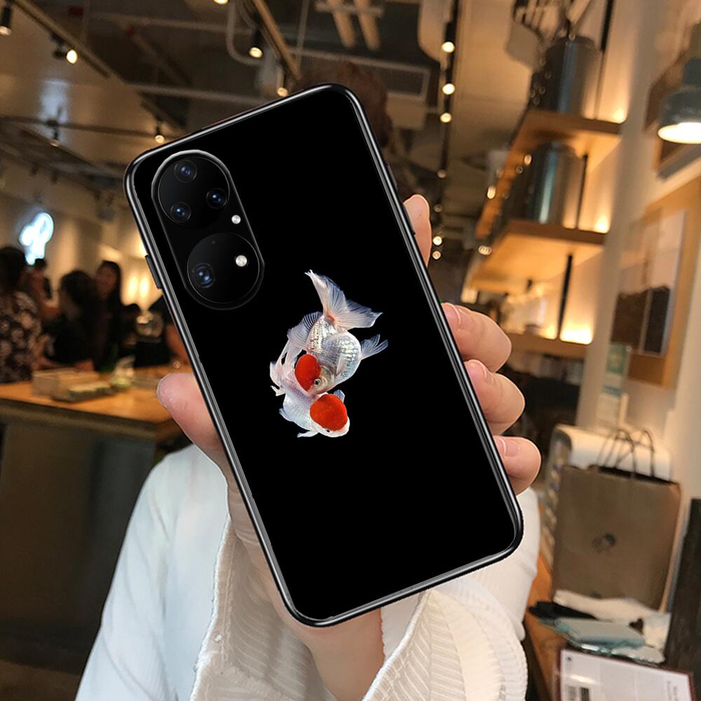 Etui na telefon z karpiem koi do Huawei p50 P40 p30 P20 10 9 8 Lite E Pro Plus czarne Etui Coque Malowanie Hoesjes komiks fas