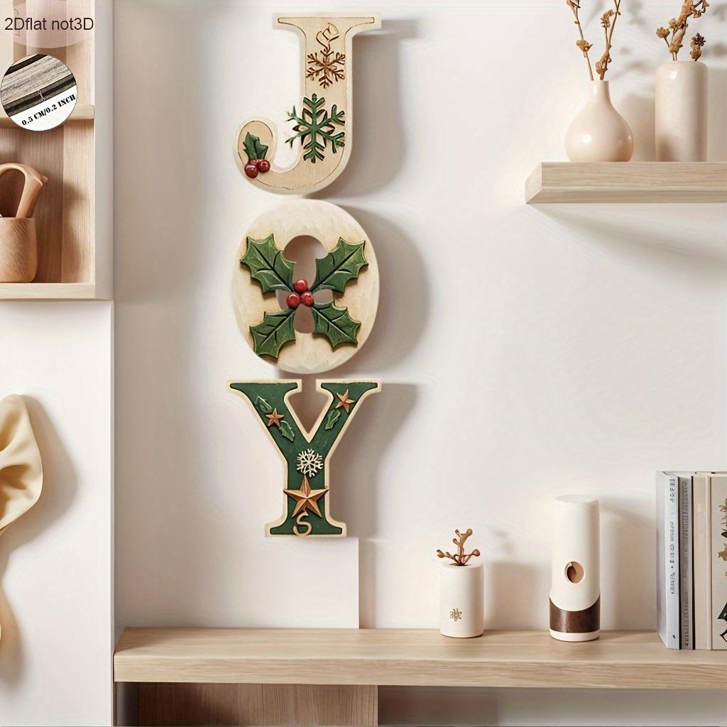 Wooden Wall Decor Christmas Wreaths-For Front Door,"JOY" Slogan,Indoor and Outdoor Use-Rustic Holiday Décor,Living Room Kitchen