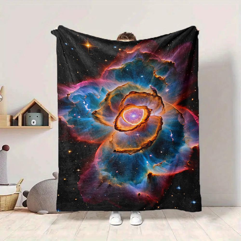 1pc Cosmic Rose Nebula Blanket, Lightweight Flannel Fleece with Digital Printing, Soft Warm for Sofa, Travel, Camping, Office, Couch, Chair, and Bed,