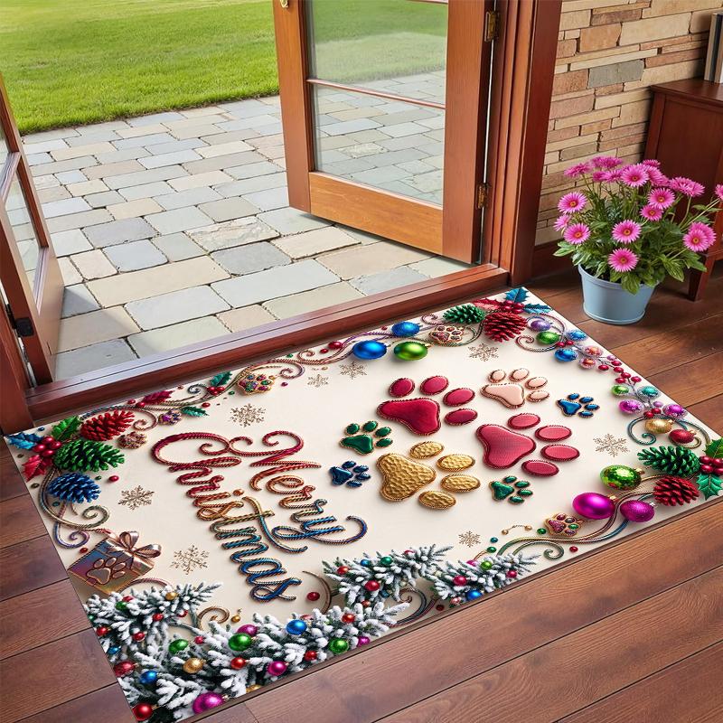 Christmas Printed Square Area Rug Soft Non Slip Floor Carpet For Bedroom Holiday Gift