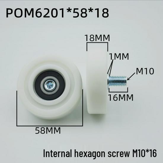 626 Rubber-Coated Nylon Roller with Shaft, 608 Bearing Pulley Wheel Guide