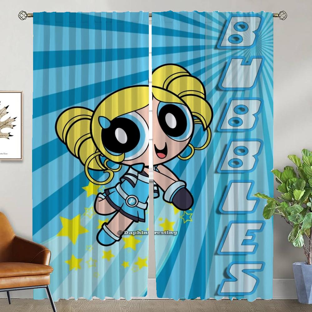 Blackout Curtain for Room 2 Panel The Powerpuff Girles Anti-mosquito Curtains Shades Halloween Decoration Tulle for Bedroom Home