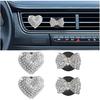 Bling Car Air Vent Clip, 2PCS Crystal Rhinestone Diamond Automotive Heart Shape Clip Charm, Cute Sparkling Vehicle Interior Decoration Accessories,