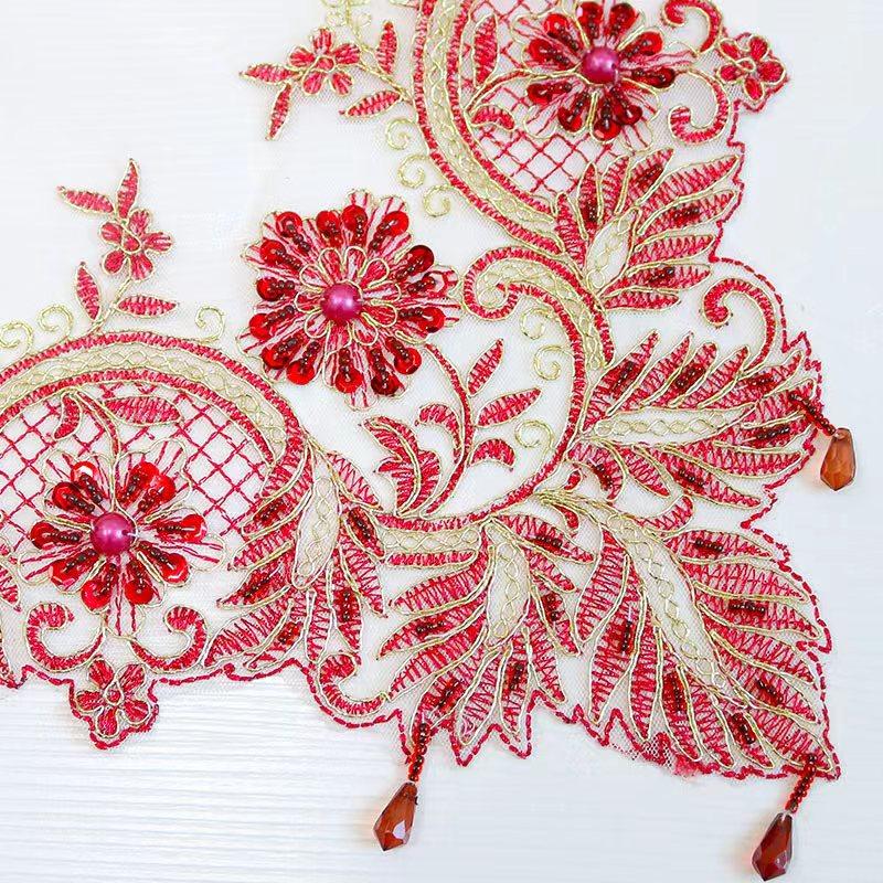 High quality beads flowers Embroidery table cloth cover wedding tablecloth kitchen Christmas Dining Table decoration and accessories for Home
