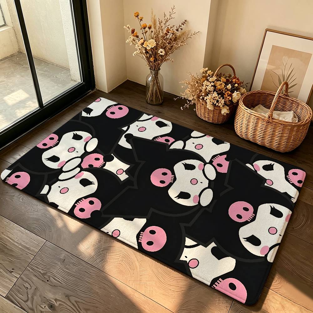 Kawaii K-Kuromi Cute Carpet Bathroom Anti-slip Mat Door Mat Home Decoration Mat Entrance Door Mat Scratch-resistant Door Mat